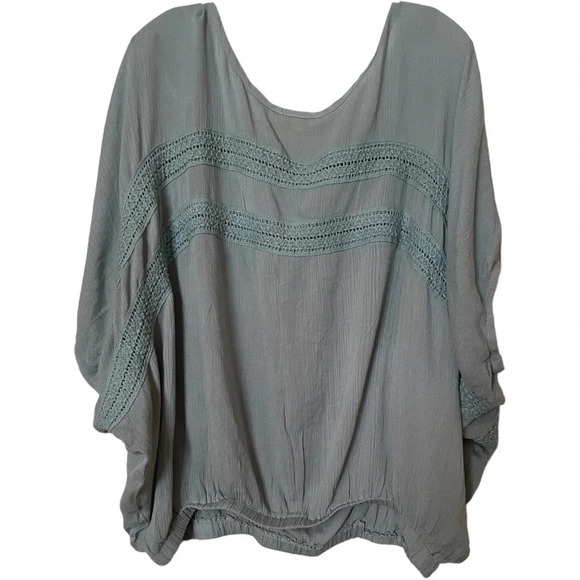 EASEL LOS ANGELES Women’s Blouse Top Size L Gauzy Rayon Embellished Crochet - Picture 1 of 6